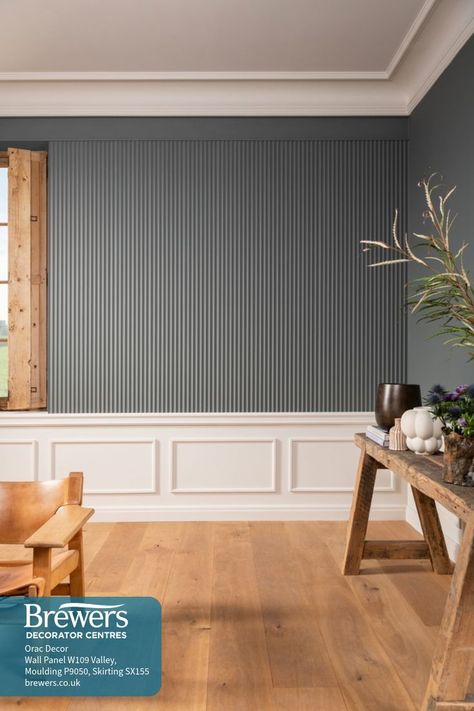 Coving, mouldings and skirting can make all the difference when decorating a space ✨ Dive into just some of the options you can choose from to create a space to be proud of. Just follow the link to learn more! 👌 Door Architrave, Classic Contemporary Interior Design, Ceiling Moulding, Fluted Wall Panel, Rail Door, Modern Georgian, Fluted Wall, Wall Moulding, Georgian Interiors