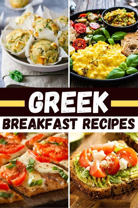 Start your day right with these hearty and healthy Greek breakfast recipes! From eggs to avocado toast to muffins, these easy dishes give you a true taste of Greece. Breakfast Recipes Mediterranean, Low Carb Mediterranean Breakfast, Vegetarian Mediterranean Breakfast, Healthy Breakfast Mediterranean, Meditarian Breakfast, Healthy Greek Breakfast, Healthy Mediterranean Breakfast Recipes, Mediterranean Recipes Breakfast Mornings, Quick Mediterranean Breakfast Ideas