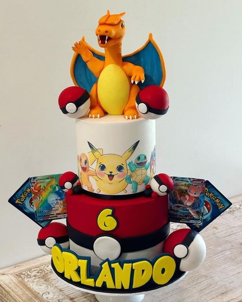 Two Tier Pokemon Cake, 6th Birthday Cake, Pokémon Cake, Pokemon Birthday Cake, Disney Cake, Pokemon Cake, Pokemon Ball, Birthday Inspiration, Pokemon Party