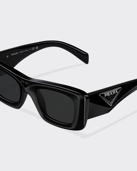 Prada Sunglasses Cat Eye, Cap Men Fashion, Y2k Glasses, Prada Glasses, Trendy Glasses, Gray Lenses, Black Cat Eye Sunglasses, Prada Eyewear, Prada Sunglasses