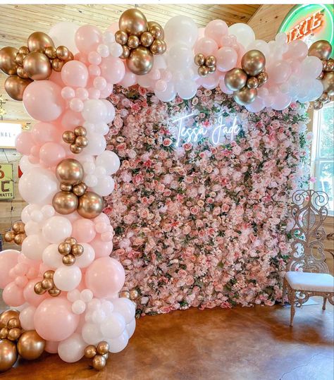 Flower Wall With Balloons, Flower Wall Rental, Baby In Bloom, Baby Flower, Paper Flower Backdrop, Balloon Decor, Flower Backdrop, Coral Color, In Bloom