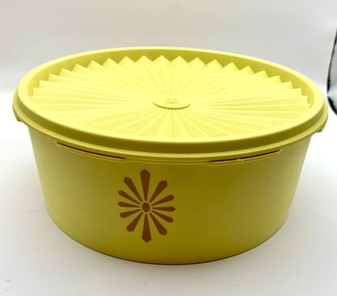 New! Tupperware Canister Round Servalier 1204 Lid 1205 Yellow Starburst 70s Vintage was just added to eBay. Check it out! #eBay #eBaySeller Yellow Starburst, Tupperware Canisters, Gold Starburst, Vintage Tupperware, 70s Vintage, Vintage Store, Kitchen Storage Organization, Ebay Seller, Tupperware