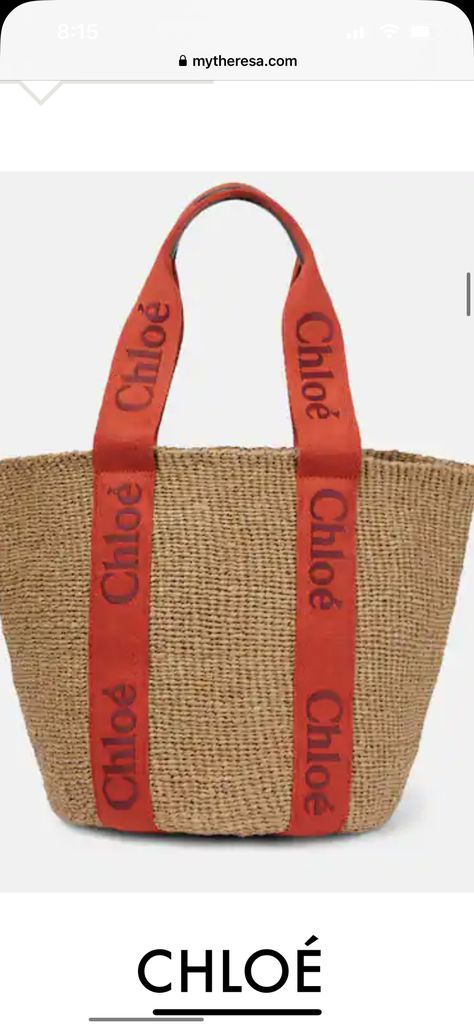 Large Shopper Bag, Raffia Basket, Chloe Logo, Vacation Accessories, Canvas Purse, Perfect Swimsuit, Summer Attire, Woven Raffia, Orange Bag