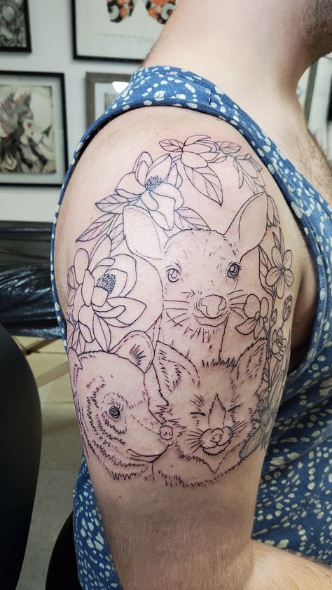 Woodland Animal Tattoo, Woodland Tattoo Sleeve, Woodland Tattoo, Quarter Sleeve Tattoo, Fox And Deer, Quarter Sleeve Tattoos, Arm Tats, 3 Tattoo, Fox Tattoo