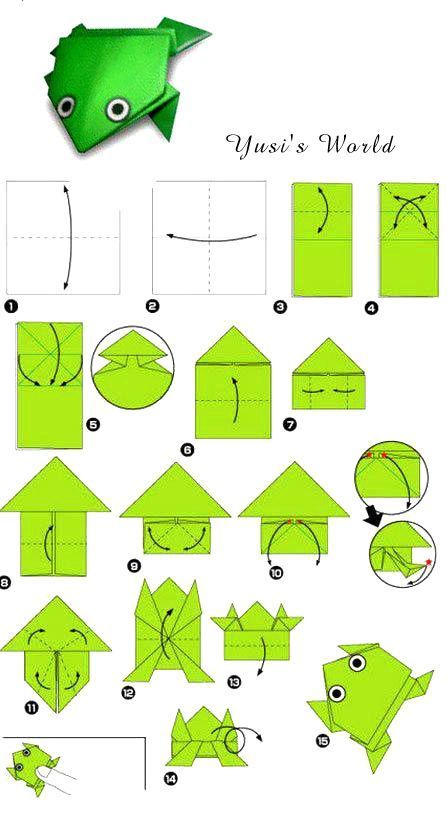 DIY Long Jumping Frog Origami Hadiah Diy, Vika Papper, Origami Frog, Kraf Kertas, Kids Origami, Cute Origami, Origami And Kirigami, Origami Patterns, Folding Origami