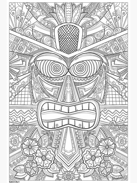 Tiki Coloring Pages, Colouring Book Pages, Color Sheets, Tiki Art, Coloring Art, Coloring Pages Free Printable, Doodle Coloring, Art Drawings For Kids, Colouring Book