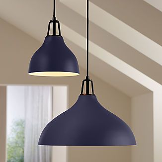 Navy Blue Pendant Lighting, Navy Pendant Light, Bell Pendant Light, Small Pendant Light, Blue Pendant Light, Large Pendant Light, Nightstand Light, Drum Pendant Lighting, White Interiors