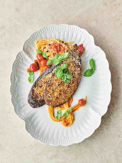 Aubergine Parmesan Milanese | Jamie Oliver recipes Aubergine Parmesan, Aubergine Pasta, Aubergine Recipes, Aubergine Recipe, Chicken Kiev, Jamie Oliver Recipes, Eggplant Parmesan, Jamie Oliver, Vegetarian Recipes Healthy