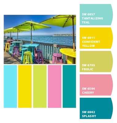 Key West House Colors Fun Beach House Exterior Colors, Key West Kitchen Ideas, Key West Design, Caribbean Color Scheme, Key West Home Decor, Tropical Exterior House Colors, Key West Paint Colors, Key West Color Palette, Colorful Beach House Exterior