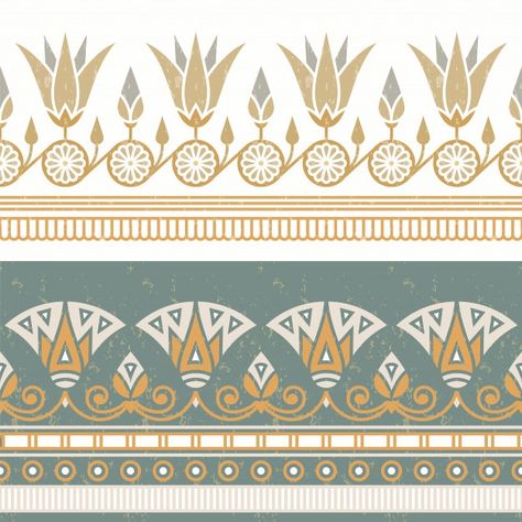 Seamless pattern of egyptian national or... | Premium Vector #Freepik #vector #pattern #flower #vintage #ornament Egyptian Design Pattern, Egyptian Ornamented, Egyptian Drawings, Egypt Design, Egyptian Pattern, Ancient Egyptian Architecture, Egyptian Motifs, Egyptian Design, Ancient Egypt Art