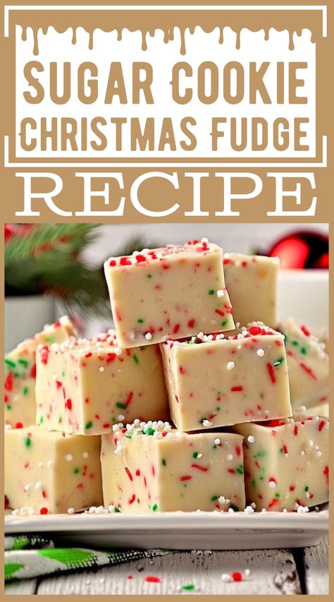 Sugar Cookie Christmas Fudge For Luxurious Homemade Gifts Sugar Cookie Christmas Fudge, Christmas Sugar Cookie Fudge, Marzipan Cookies Recipe, Sugar Cookie Fudge, Sugar Cookie Christmas, Cookie Fudge, Homemade Sugar Cookies, Bakers Chocolate, Sugar Cookie Mix