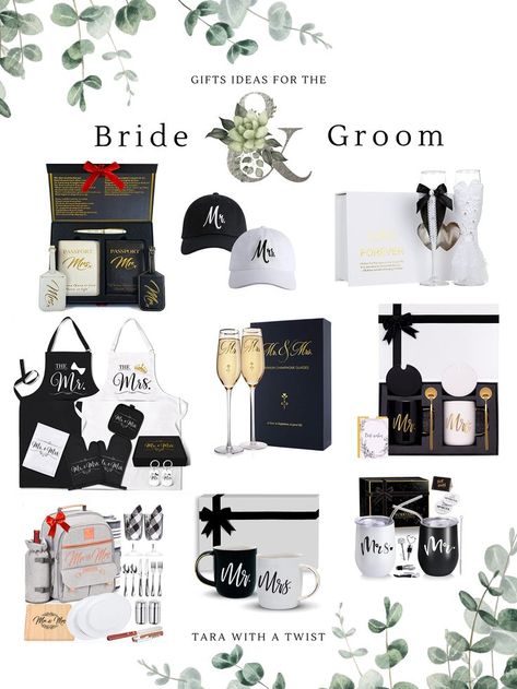 Gift ideas for the bride & groom; gift ideas for newlyweds Mr & Mrs Gift Ideas, Good Wedding Gifts For Bride And Groom, Gift Ideas For Bride And Groom, Gift Ideas For Groom From Bride, Bride And Groom Gift Ideas, Wedding Gift For Bride And Groom, Gift Box For Groom, Wedding Gift Ideas For Bride And Groom, Bride Gifts From Groom