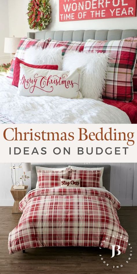 Learn how to decorate your bedroom for Christmas with these easy Christmas bedding ideas. Bedrooms Decorated For Christmas, Decorating A Bed, Christmas Bedroom Ideas Cozy, Holiday Bedding, Christmas Bedding Ideas, Christmas Bedrooms, Christmas Bed, Christmas Bedroom Ideas, Kids Christmas Bedding