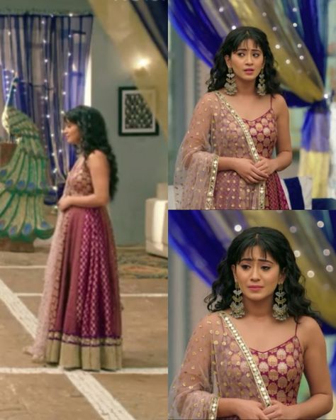 Shivangi Joshi Outfits In Yrkkh Kurti, Naira Outfits In Yrkkh, Yrkkh Outfits Naira, Naira Dresses In Yrkkh, Naira Outfits, Casual Outfits Spring Comfy, Naira Dress, Naira Yrkkh, Simple Indian Suits