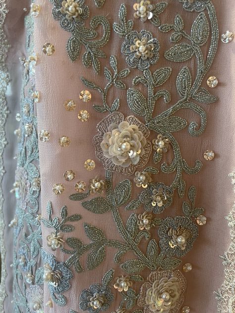 Sequins and Dori Embroidery #Summerembroidery Dori Embroidery Design, Dori Work Embroidery Design, Punjabi Dress Design, Dori Embroidery, Samant Chauhan, Dori Work, Embroidery Boutique, Happy Sunday Quotes, Punjabi Dress