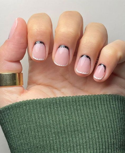 scalloped french tips, French tips, french tip nails, irregular french manicure, scalloped white tip nails French Nail Set, Round Nail Designs, Elegant Wedding Nails, Short Pink Nails, Classic Nail Art, Classy Nail Art Ideas, Oval Shaped Nails, White Tip Nails, Wedding Nails Glitter