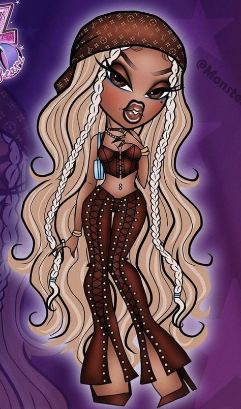 Bratz Doll Art Style, Bratz Doll Tattoo Ideas, Bratz Doll Tattoo, Bratz Tattoo, Bratz Fashion, Black Bratz Doll, Bratz Doll Outfits, Doll Drawing, Brat Doll