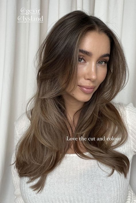 Soft Medium Brown Hair, Moka Brown Hair, Latte Hair Color Balayage, Neutral Ashy Brunette, Hair For Pale Skin Brown Eyes, Best Highlights For Dark Brown Hair Olive Skin Tones, Soft Ash Brown Hair, Pale Skin Blue Eyes Hair Color, Long Brunette Haircut