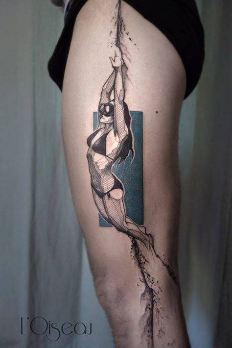 Pole Dance Tattoo, Scuba Tattoo, Diver Tattoo, Swimming Tattoo, Dance Tattoo, Dove Tattoos, Timeless Tattoo, Hand Tattoos For Girls, Bff Tattoos