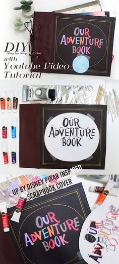 Up Disney Pixar, My Adventure Book, Adventure Book Scrapbook, Up Disney, Our Adventure Book, Photo Gifts Diy, Book Tutorial, Scrapbook Cover, Disney Pixar Up