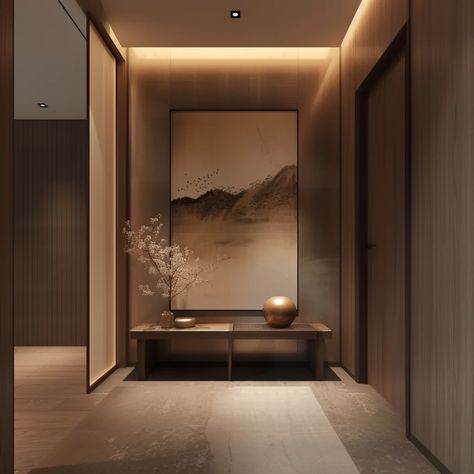 30 Unique Japanese Hallway (Genkan) Designs That Exude Simplicity Modern Japanese Apartment, Japanese Hallway, Hallway Flooring Ideas, Shoji Sliding Doors, Hallway Interior, Japanese Apartment, Japanese Hotel, Interior Tips, Zen Interiors