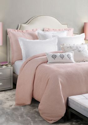 Hiend Accents Jolie Duvet. This HiEnd Accents duvet is a soft chenille that will fit any elegant feminine palette. Crafted to match your personality, this delicate yet sophisticated piece is sure to enhance your bedroom environment.     Super King duvet: 110" x 96"   Super Queen duvet: 96" x 92" Pink Comforter, Super King Duvet Covers, Pink Duvet Cover, Reversible Duvet Covers, White Room, Bedding Stores, Pink Bedroom, King Duvet Cover