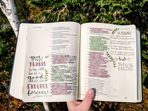 Psalm Bible Notes, Psalms Bible Study Notes, Psalm Bible Journaling, Psalm 107, Inductive Bible Study, Journal Notes, Study Notebook, Bible Journal Notes, Bible Doodling