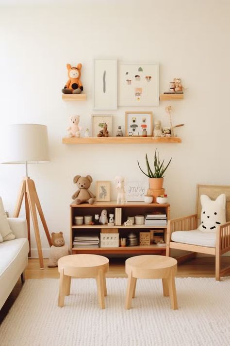 Play Area In Living Room, Mini Art Studio, Kids Play Corner, Modern Kids Playroom, Stylish Playroom, Space For Kids, Kids Playroom Ideas, Play Corner, Living Room Playroom