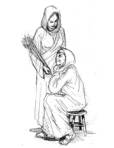 Ruth and Naomi by Jamesq Ruth Coloring Page, Ruth Aesthetic, Ruth Bible, Ruth And Naomi, Lds Coloring Pages, Book Of Ruth, Bible Drawing, Books Novels, Jesus Drawings