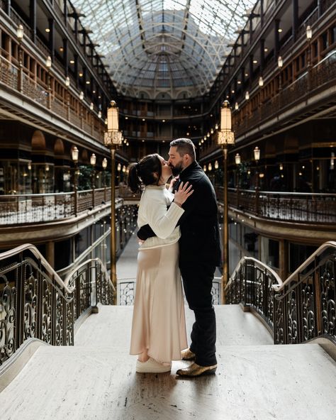 When we think of the things that make Cleveland iconic... The Arcade is absolutely on that list 🔥 Arcade Wedding, Cleveland Arcade, Reference Couple, City Couple, Pose Portrait, Flat Lay Photos, Couples Portrait, Couple Poses Reference, Aesthetic Couple