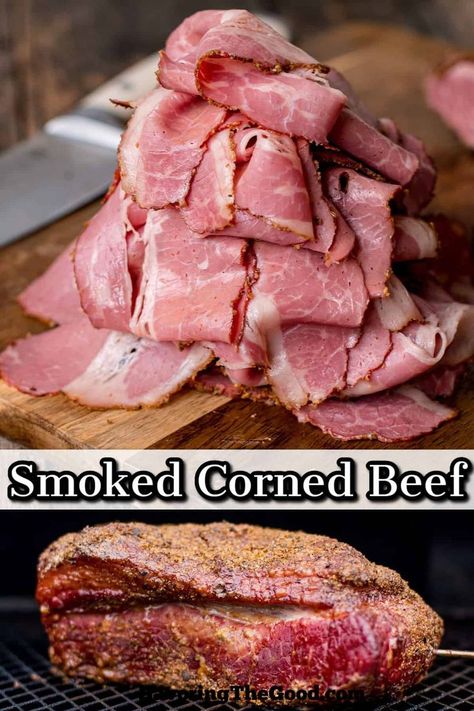 smoked corned beef Corned Beef Smoker Recipes, Smoked Corned Beef Recipes, Diy Corned Beef Brisket, Smoked Corn Beef Brisket, Smoked Corn Beef, Charcoal Bbq Recipes, Corn Beef Brisket, Smoker Meals, Smoked Corned Beef Brisket