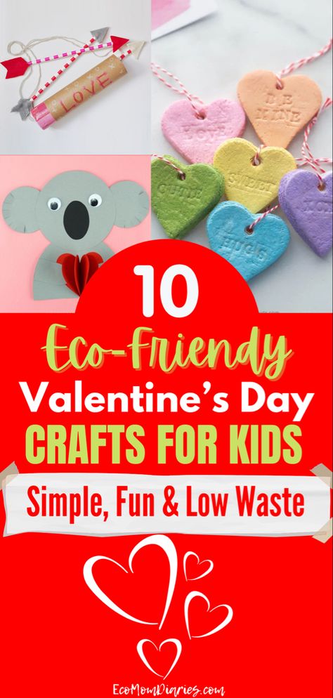 Looking for kid-friendly activities to do with your child on Valentine’s Day? I’ve put together a round up of 10 low-waste Valentine’s Day crafts. All of these crafts encourage earth-friendly supplies, and eventually, these keepsakes can be recycled, composted, up-cycled and [some] even planted! #valentinesdaycrafts #ecofriendlyproducts #valentine’sday #valentine’s #activitiesforkids #artsandcraftsforkids Valentines Nature Crafts For Kids, Eco Friendly Valentines For Kids, Girl Scout Valentines Day Craft, Eco Friendly Valentines, Cute Dinosaur Coloring Pages, Valentines Diy Kids, Community Market, Valentine's Day Crafts, Diy Valentines Cards