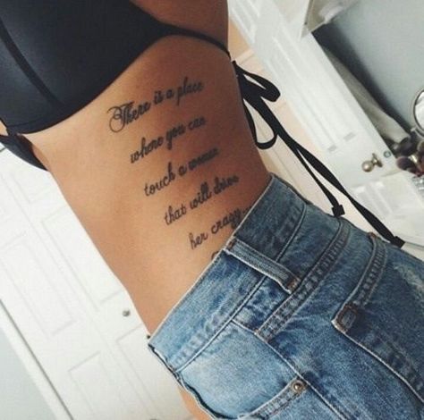 Stomach Quote Tattoos, Wrist Tattoos Words, Short Quote Tattoos, Short Tattoo, Small Tattoo Ideas For Women, Tattoos On Side Ribs, Tattoo Placement Ideas, Tattoo Meanings, Quote Tattoos