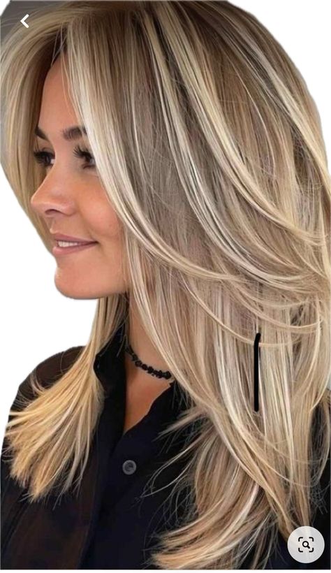 Curtain Bangs With Medium Layered Hair, Different Hair Highlights Colour, Long Hairstyle With Layers, Long Hair With Long Bangs And Layers, Back Of Layered Hair, Hair 50 Year Old Women Medium, Simple Hair Cuts Long Hair, Long Layered Hair With Highlights, Layered Haircuts For Medium Hair 2024