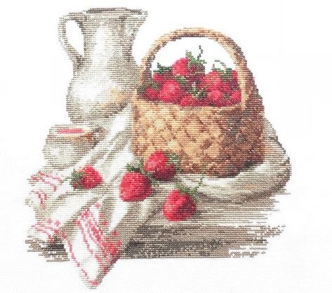 Cross Stitch Kits, Pretty Pictures, Le Point, No. 2, Strawberries, Cute Wallpapers, Art Inspo, Cute Art, Wall Prints