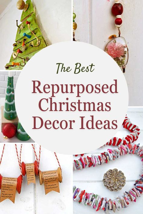 Upcycled Christmas Card Ornaments, Recyclable Christmas Decorations, Recycled Materials Christmas Decorations, What To Do With Old Christmas Ornaments, Upcycling Christmas Decorations, Repurposed Christmas Decor, Recycle Christmas Decorations, Upcycle Christmas Decorations, Repurposed Christmas Ornaments