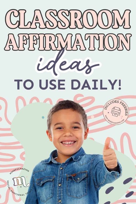 Elementary Affirmations, Positive Affirmations For Kids Classroom, Affirmations For Kindergarten, Affirmation For Students, Classroom Affirmations, Affirmations For Students, Affirmation Mirror, Encouragement Board, Growth Mindset Display