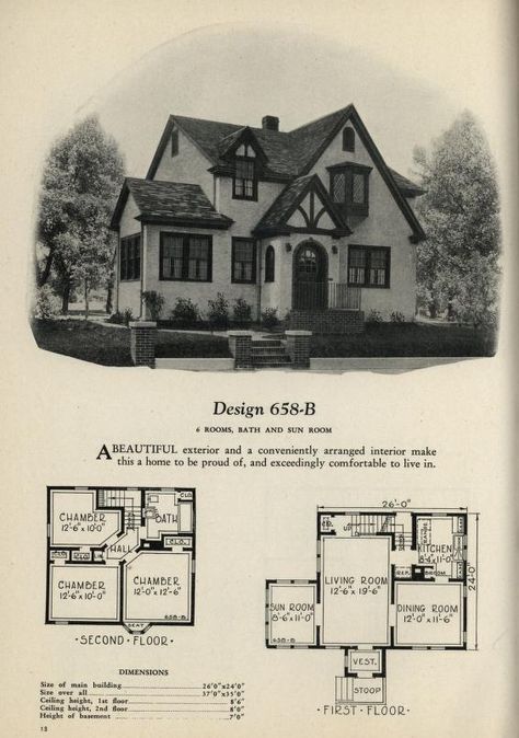 Book of homes- just needs an addition to the right for a first floor office and bath, then an ensuite on second Stilt House Plans, Tudor House Plans, Modern Farmhouse Floorplan, Vintage Floor Plans, Farmhouse Floor Plans, Farmhouse Flooring, House On Stilts, Courtyard House Plans, Cottage Style Home