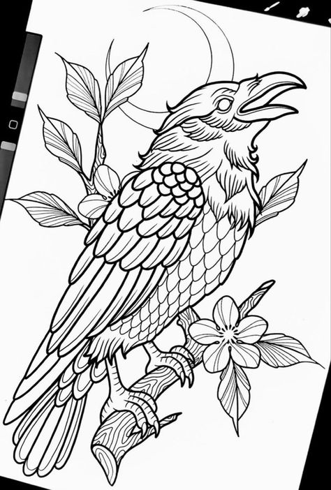 Crow Tattoo Design, Abstract Tattoo Ideas, Wrist Tattoo Designs, American Traditional Tattoo Ideas, Traditional Tattoo Ideas, Wicked Tattoos, Traditional Tattoo Sleeve, Crow Tattoo, Up Tattoo