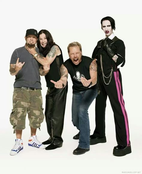 Fred Durst, Ozzy Osbourne, James Hetfield, Marilyn Manson Marylin Mason, Fred Durst, Metallica Band, Metal Songs, Heavy Metal Art, Limp Bizkit, Metal T Shirts, James Hetfield, Marilyn Manson