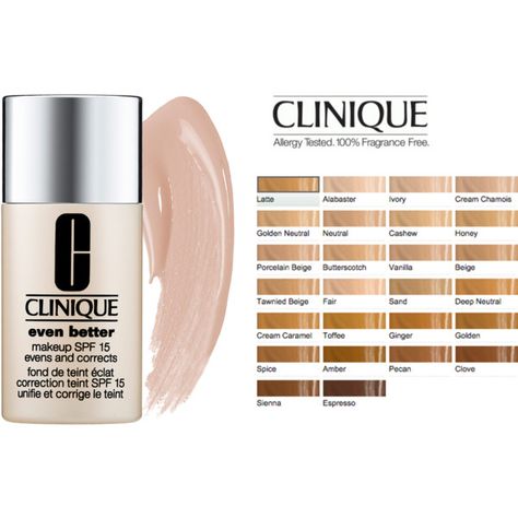 Clinique Even Better Foundation by luxuree on Polyvore featuring Clinique Clinique Even Better Foundation, Branded Makeup, Golden Makeup, Clinique Even Better, Makeup And Skincare Products, The Europe, Caramel Toffee, Brighter Skin, Allergy Testing