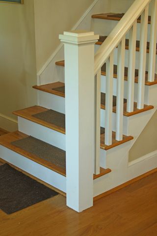 Anchoring a Newel Post? - Woodworking | Blog | Videos | Plans | How To Stairs Painted White, White Banister, Stairs Painted, Stair Newel Post, Farmhouse Staircase, Stairs Renovation, White Staircase, Stair Gallery, Handrail Design