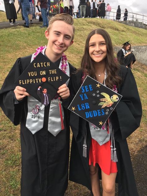 Phrase from The Office or ode to Finding Nemo’s little turtle squirt Squirt Graduation Cap, Finding Nemo Graduation Cap, See Ya Later Dudes Graduation Cap Nemo, Dory Graduation Cap, Jaws Graduation Cap, Meme Grad Cap Ideas, Finding Nemo, Grad Cap, College Graduation