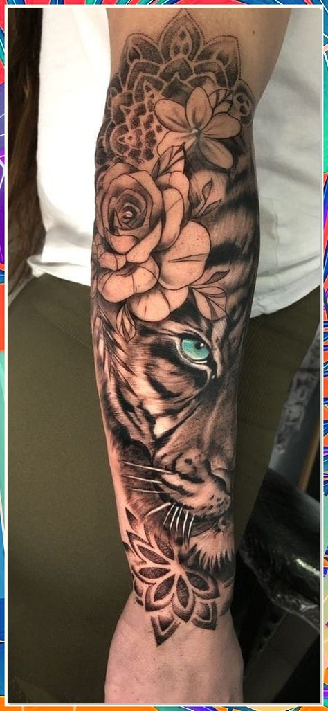 Looking for trendy and unique wild animal tattoos for women? Check out our top 10 stunning designs that are perfect for making a bold statement. From fierce lion to graceful deer, these tattoos are sure to inspire your next ink adventure. Explore the beauty of nature with these wild animal tattoos! Full Sleeve Tattoos Women Lion, Animal Tattoos For Women Leg, Wild Animal Tattoos, Tiger Tattoo Thigh, Animal Tattoos For Women, Lower Arm Tattoos, Fierce Lion, Feminine Tattoo Sleeves, Theme Tattoo