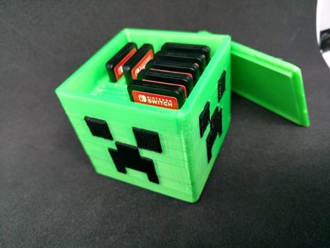 Minecraft+Creeper+Nintendo+Switch+Game+Cartridge/Micro+SD+Card+Holder++by+Elitecgi. Nintendo Switch Case, Game Storage, Video Game Rooms, Nintendo Switch Accessories, Game Cartridge, Gaming Room Setup, Nintendo Switch Games, Video Game Room, Game Room Design