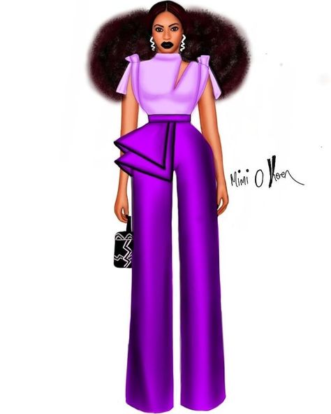 Purple Two Piece Outfit, Simple Ankara Gown Styles, Purple Pants Outfit, Purple Illustration, Design Illustration Fashion, African Prom Dresses, Chic Dress Classy, African Dresses Modern, Fashion Top Outfits