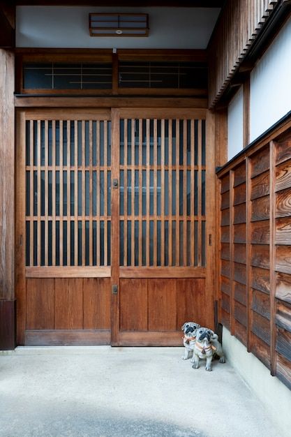 Japanese house entrance and dog ornament... | Free Photo #Freepik #freephoto #house-entrance #japan-house #japanese-house #doorway Japanese House Entrance, Japanese House, Dog Ornaments, House Entrance, Entrance Doors, Free Photo, Free Photos, Entrance, Bamboo