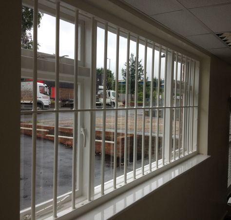 RSG2000 security window bars fitted to the opening of an industrial office in Hammersmith Window Security Bars, Office Layout Ideas, Home Window Grill Design, Burglar Bars, Burglar Proof, Window Bars, Balcony Grill, Grill Door Design, Balcony Grill Design