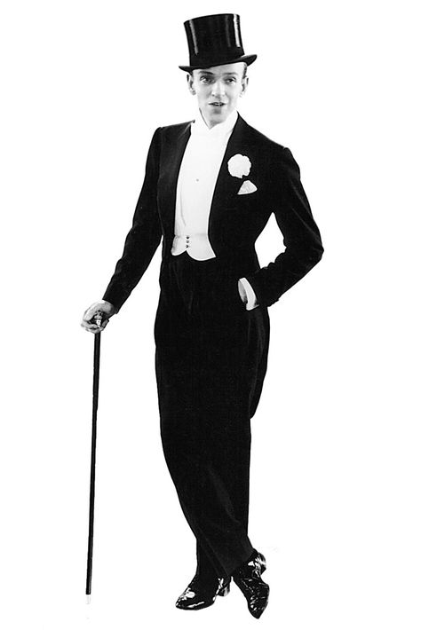 Fred Astaire - für mich einer der Prototypen eines Dandy. Eleganz und immer ein spitzbübisches Lächeln. Top Hat Fred Astaire, Fred Astaire Style, Suit Drawing, Fred And Ginger, Black Patent Shoes, Der Gentleman, Tap Dancer, White Bow Tie, Met Ball