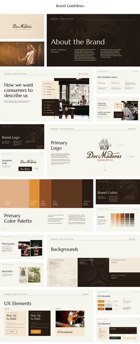 Classic Brand Identity, Masculine Brand Identity, Church Website Design Inspiration, Visual Identity Presentation, Church Branding Visual Identity, Luxury Presentation Design, Dark Academia Graphic Design, Brown Brand Identity, Brown Website Design